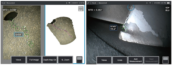 使用多線段模式測量曲折裂紋長度 使用多線段模式測量曲折裂紋長度